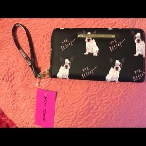 Betsey Johnson French bulldog wrislet wallet